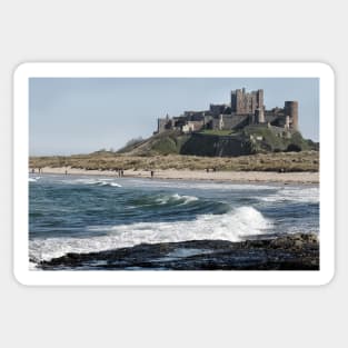 Waves coming ashore near Bamburgh Castle, Northumberland, UK Sticker